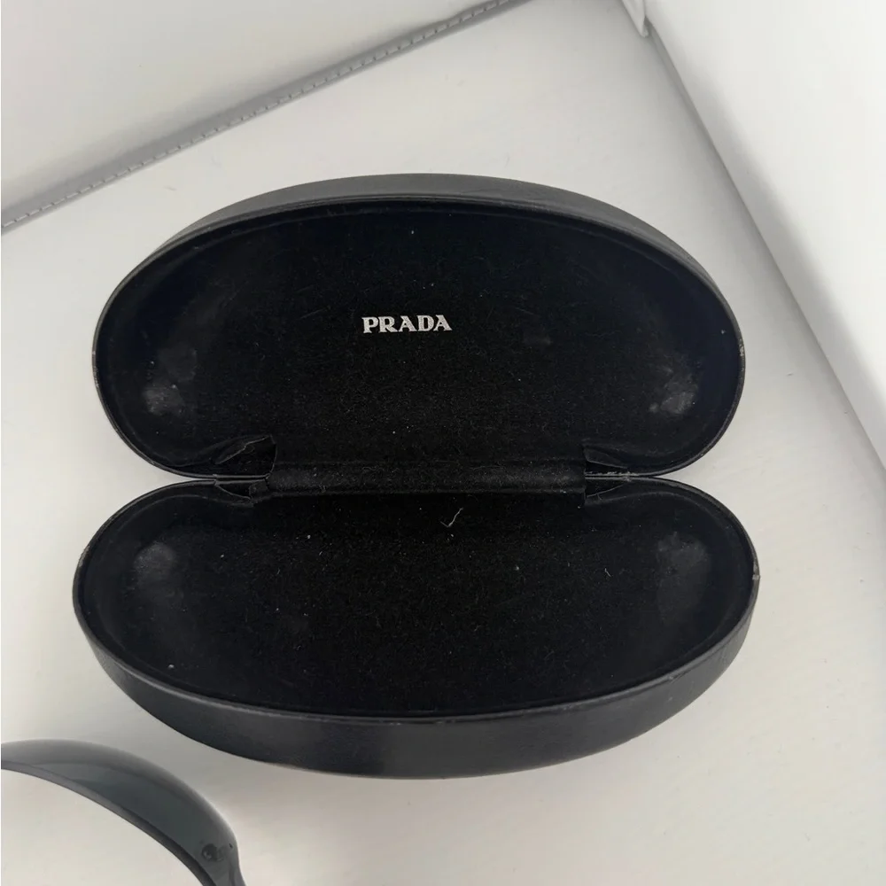 Prada Black Spr51g Shield Sunglasses with Silver Swirl Detail - Picture 6 of 13